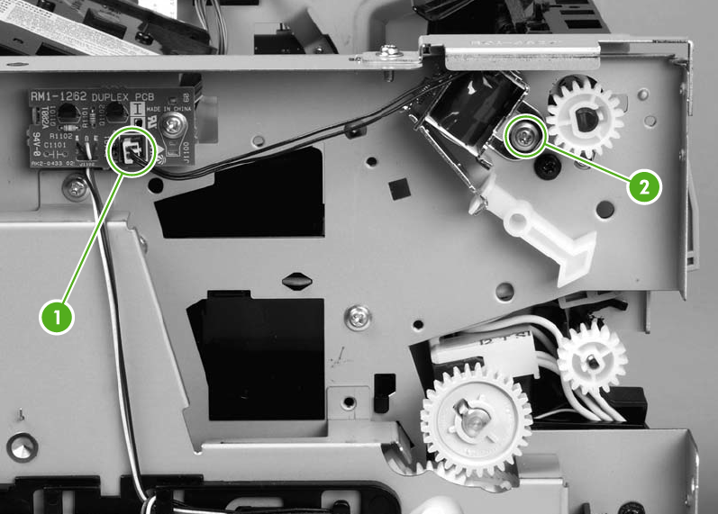 RM1-4247-000 Fuser Assembly (110V) Fan, Duplex-drive gears, Duplex solenoid Installation Guide