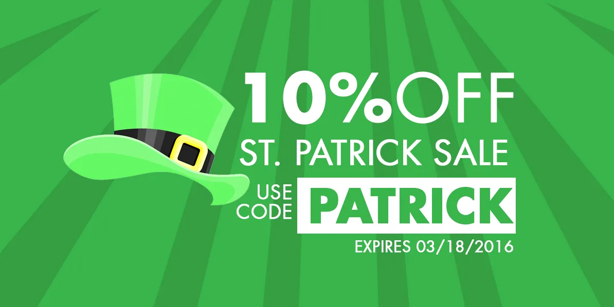 St Patrick Day Sale: 10% OFF ENTIRE SITE